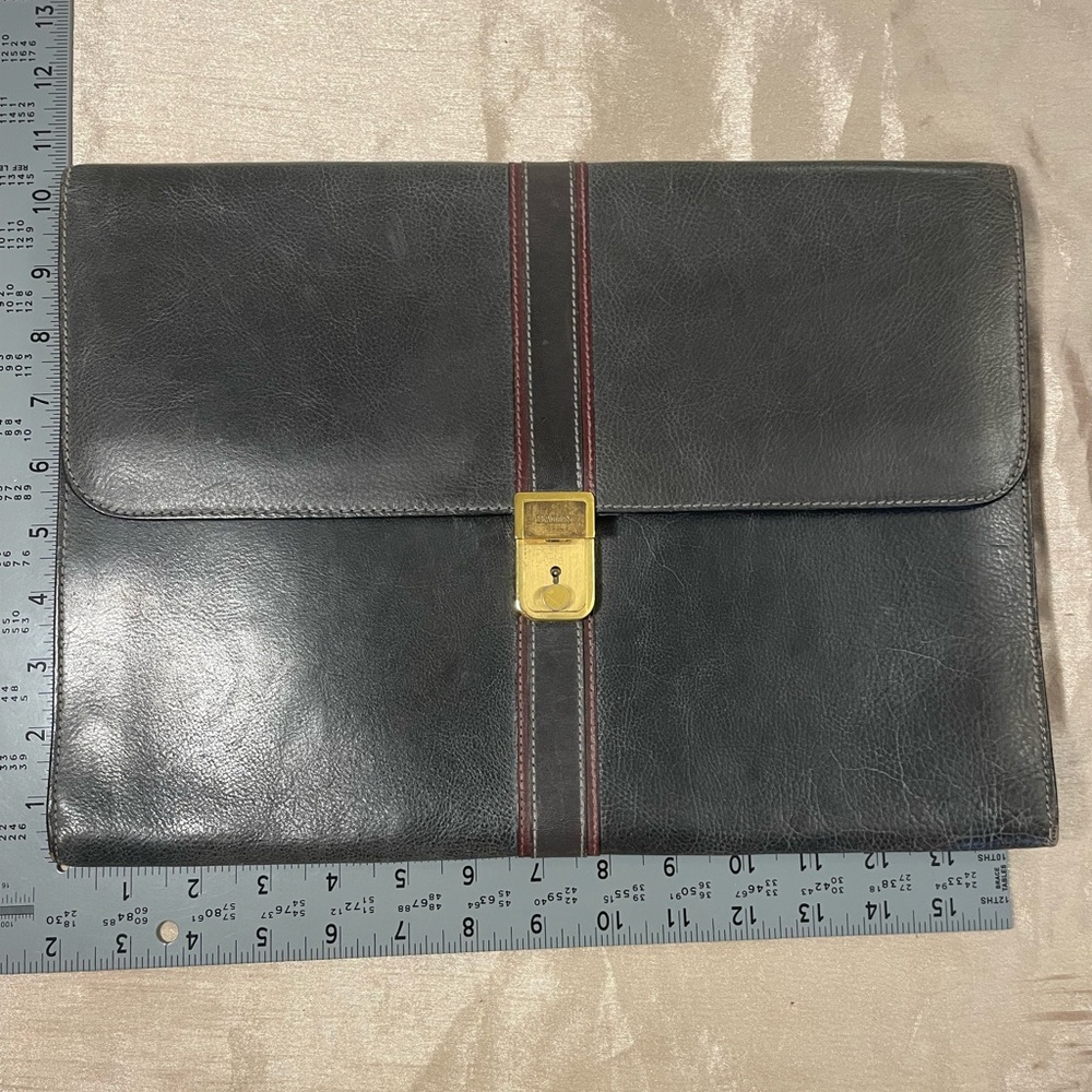 Bally’s Black Leather Men's Bag Envelope with Gold Accent